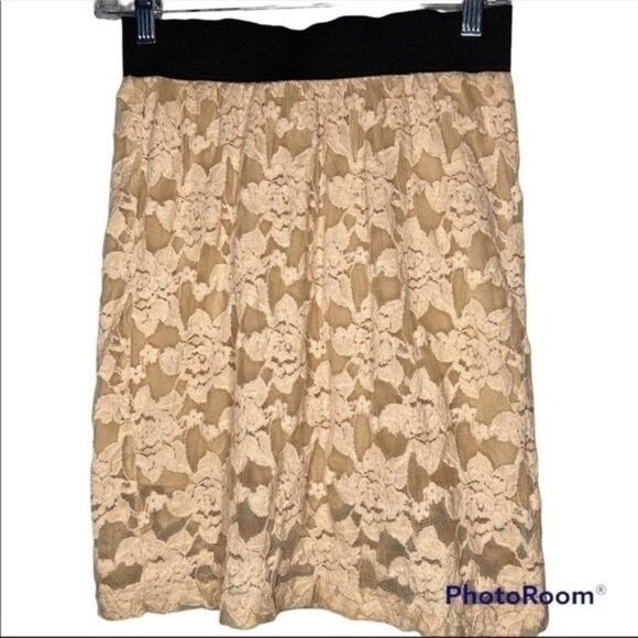 Free People x KAS Collab Peach Floral Stretch Lace Mini Skirt M - Picture 2 of 5